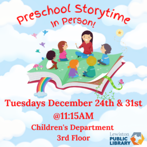 Graphic for Preschool Storytime program.