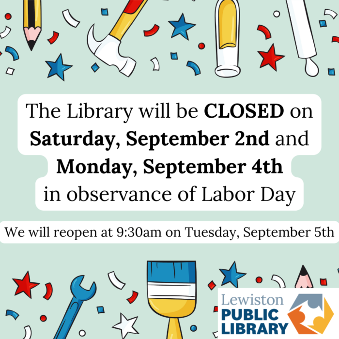 Graphic for Library closure for Labor Day, September 2nd and September 4th