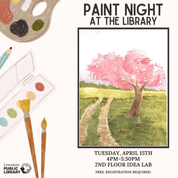 graphic for paint night at the library program