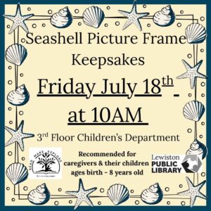 Graphic for seashell picture frame keepsakes program.