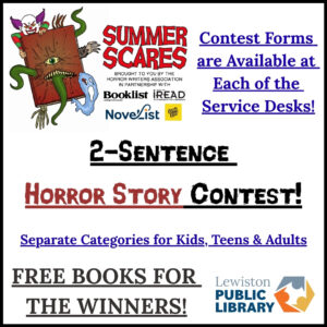 graphic for 2-sentence horror story contest program.