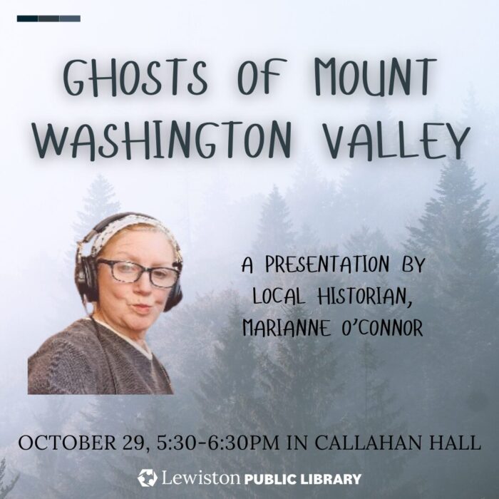 graphic for ghosts of mount washington valley with Marianne O'Connor