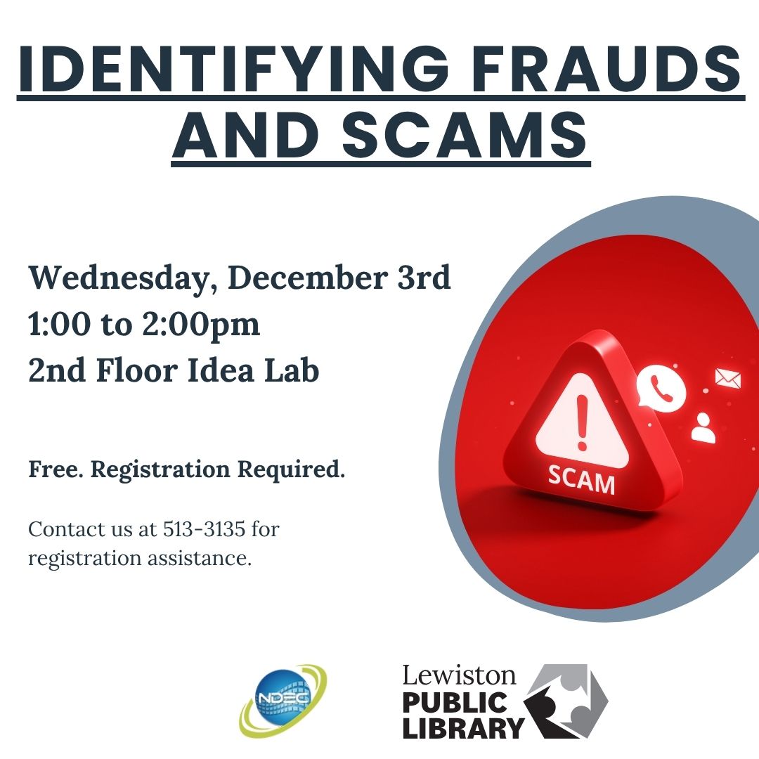 graphic for identifying frauds and scams class