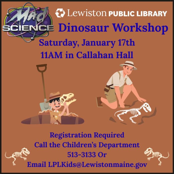 Graphic for Mad Science Dinosaur Workshop.