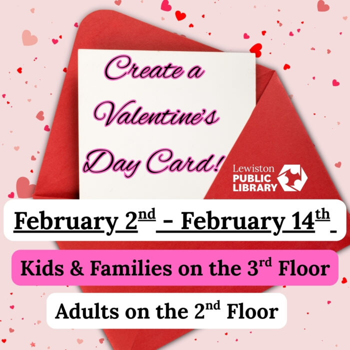 Graphic for CREATE A VALENTINE’S DAY CARD passive program.