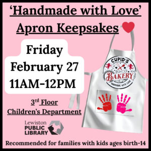 Graphic for handmade with love apron keepsakes program.