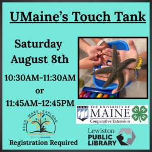 Graphic for UMaine’s Touch Tank Hands-On Experience program.