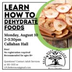 graphic for class: learn how to dehydrate foods
