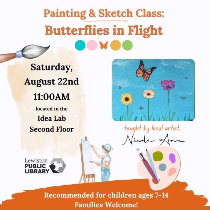 Graphic for PAINTING AND SKETCH CLASS: BUTTERFLIES IN FLIGHT!