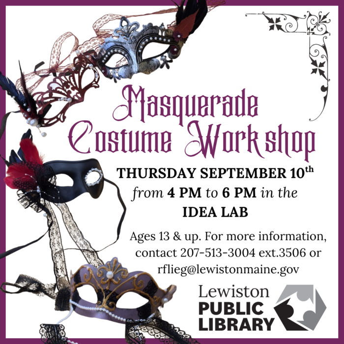 graphic for masquerade costume workshop