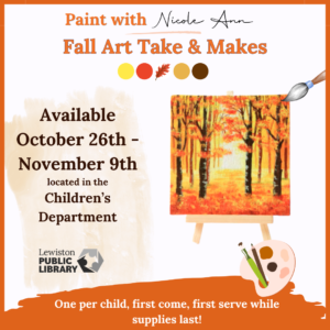 Graphic for fall take & make painting kits.