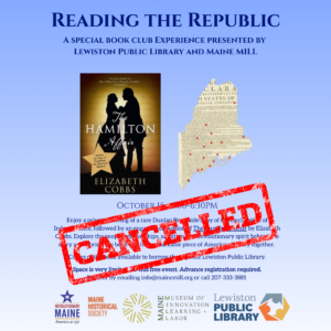 graphic for cancellation announcement for reading the republic book club